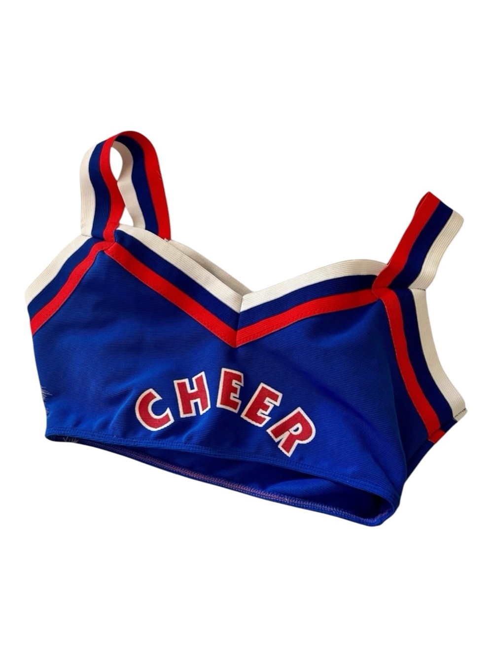 Cropped Tank Top Red White Blue Cheer Graphic Front Party Fun Game Day Gear S/M